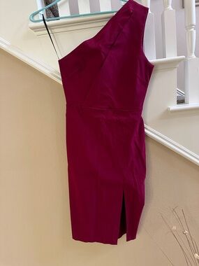 One-Shoulder Magenta Sheath Dress